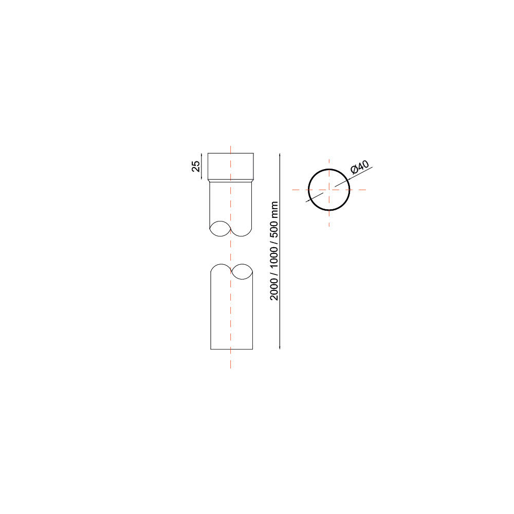 R50 Renoplast Rura spustowa śr. 0.4 mm 2.0 mb grafit - 2
