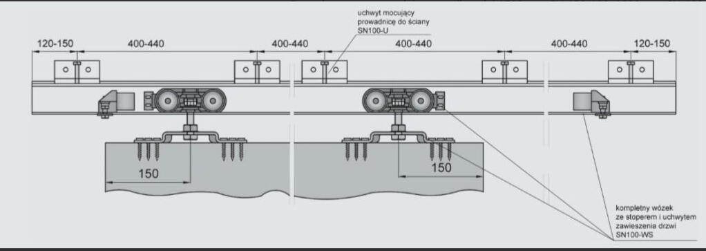 System przesuwny o długości 2000 mm - 2