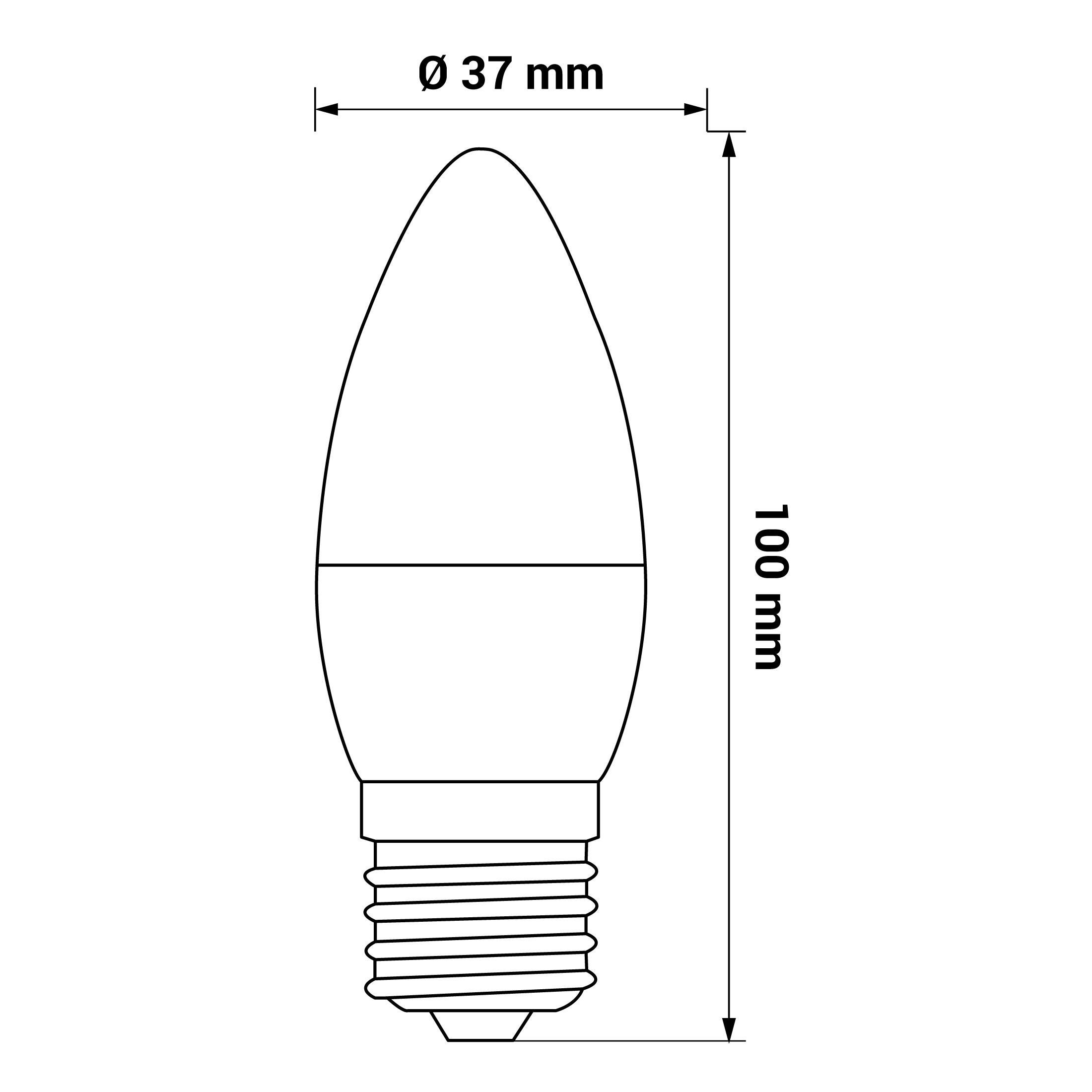 Lampa LED E27 C37 4,9W 470Lm 6500K 200° Fi37x100, klasa energetyczna  F - 3