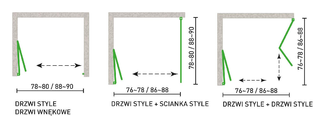 Drzwi prysznicowe Style 90 cm chrom - 2