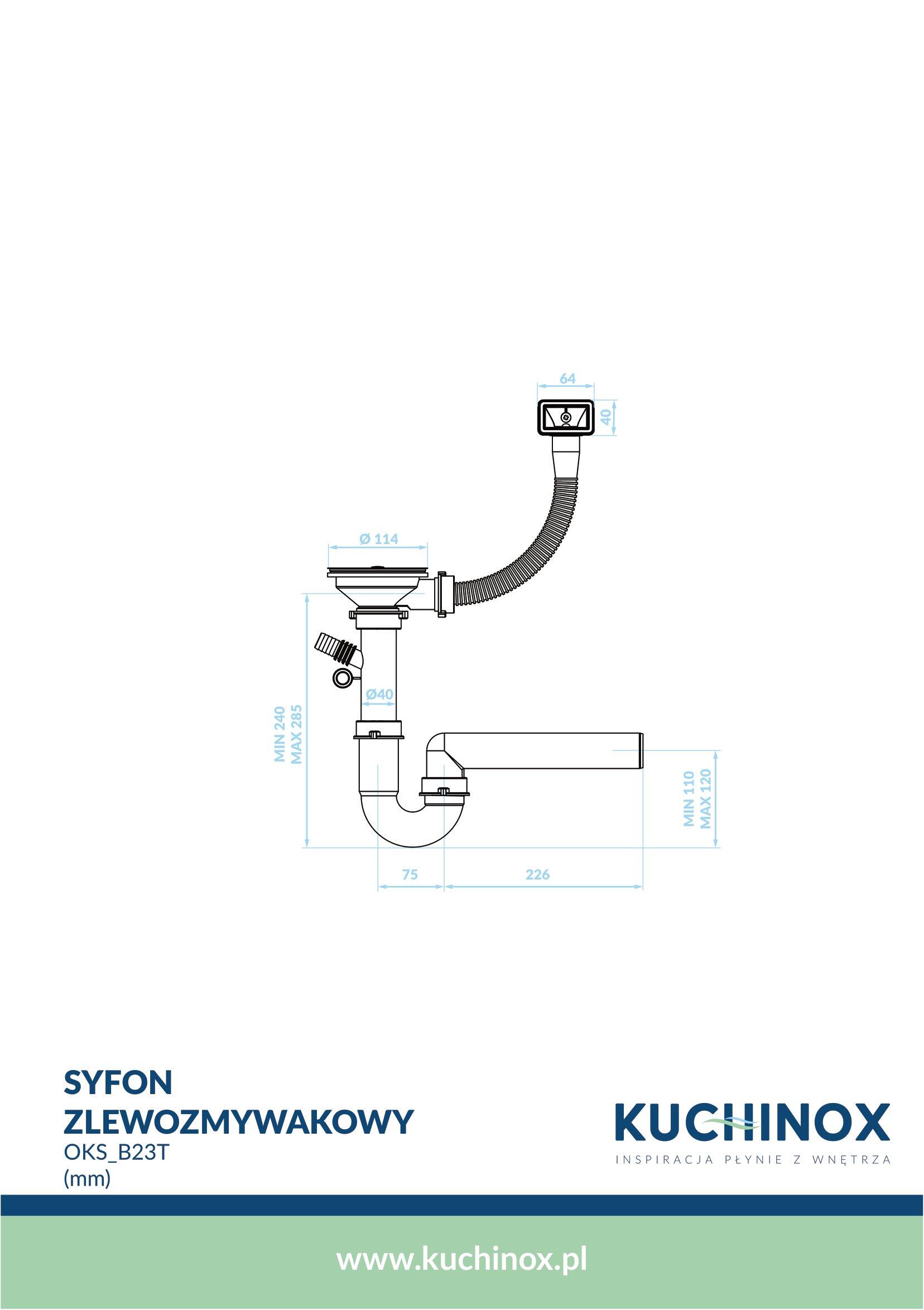 Syfon zlewozmywakowy 1-komorowy 90 mm - 2