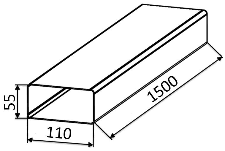 Kanał wentylacyjny płaski 55x110 1,5mb KP55-15 - 2