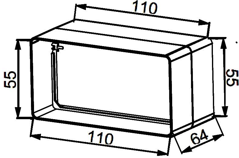Łącznik kanału płaskiego 55x110 z zaworem zwrotnym - 2