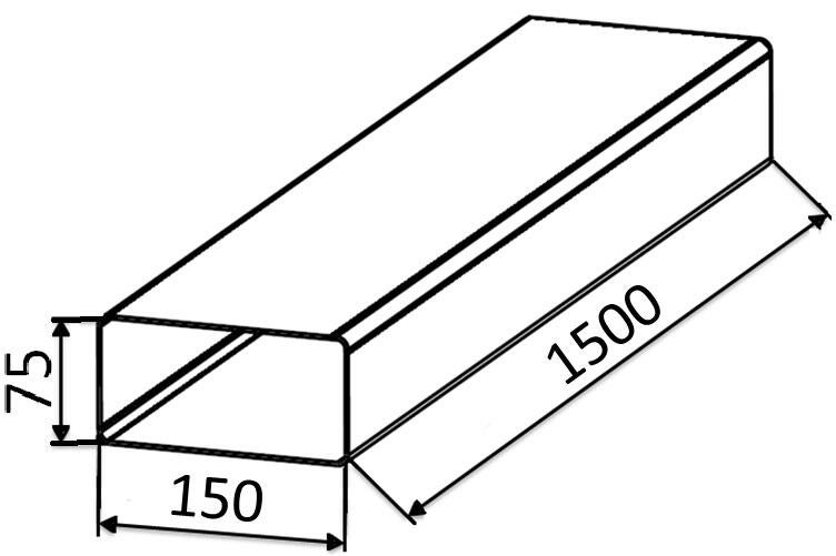 Kanał wentylacyjny płaski 75x150 1,5 mb KP75-15 - 2