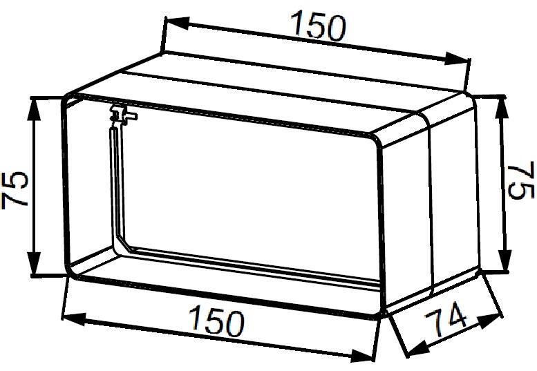 Łącznik kanału płaskiego 75x150 z zaworem zwrotnym - 2