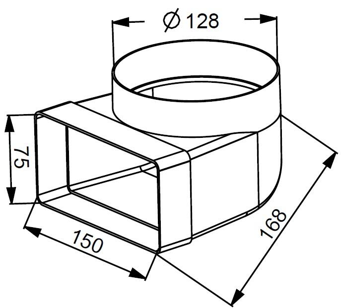 Kolano łącznikowe 75x150/fi 125 90st KP75-23 - 2
