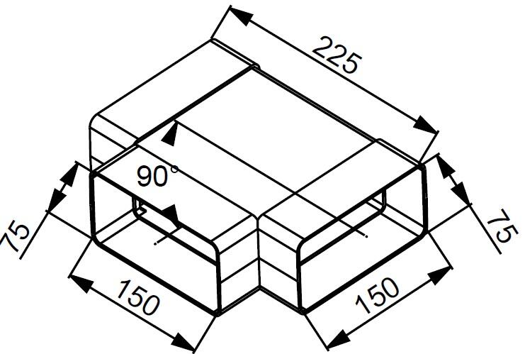Trójnik poziomy płaski 75x150 KP75-26 - 2