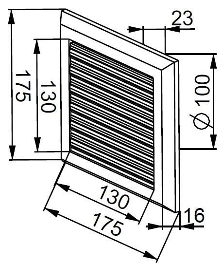 Kratka wentylacyjna Plus 14x14/fi 100 T38 żaluzja biała - 3