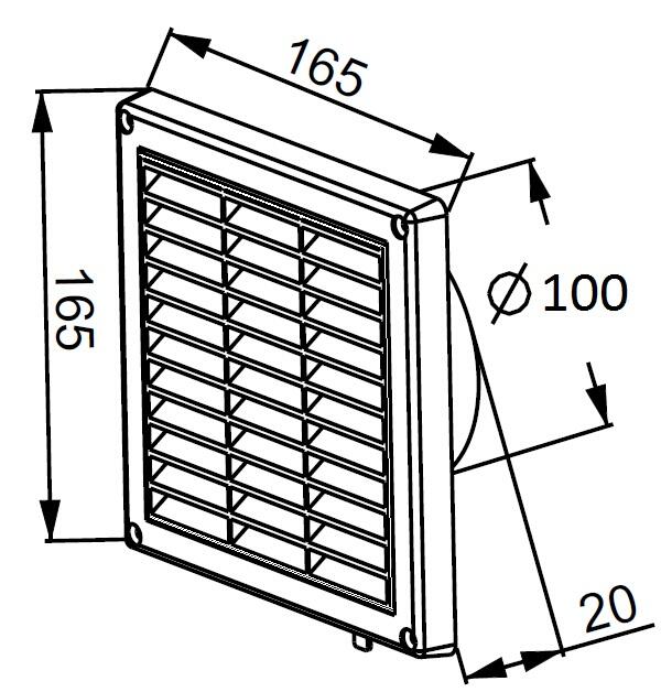 Kratka wentylacyjna Styl 14x14/fi 100 T55 żaluzja biała - 3