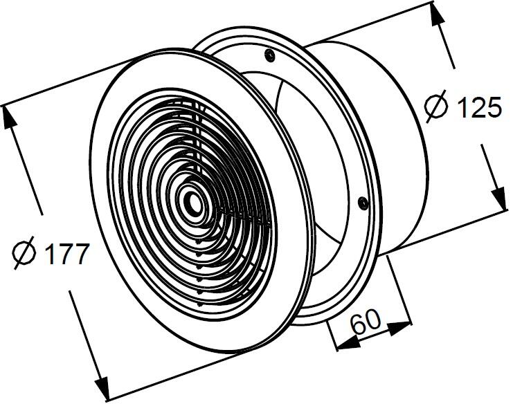 Kratka wentylacyjna sufitowa fi 125 T65 biała - 2