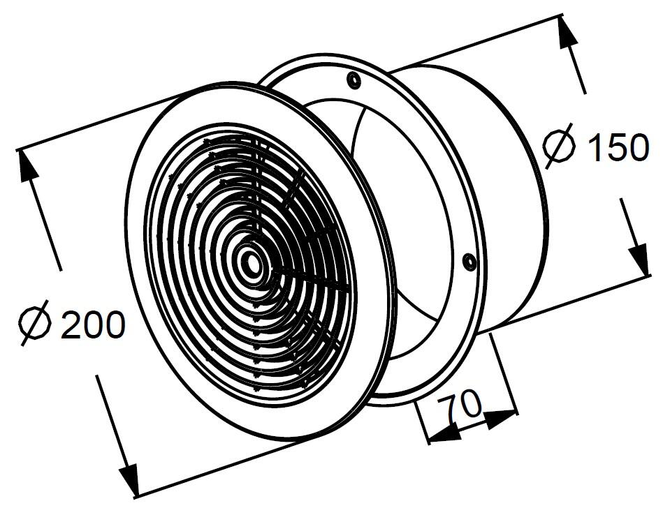 Kratka wentylacyjna sufitowa fi 150 T66 biała - 2