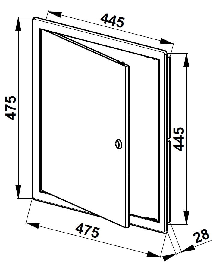 Drzwiczki rewizyjne plastikowe 45x45 białe z zamkiem - 2