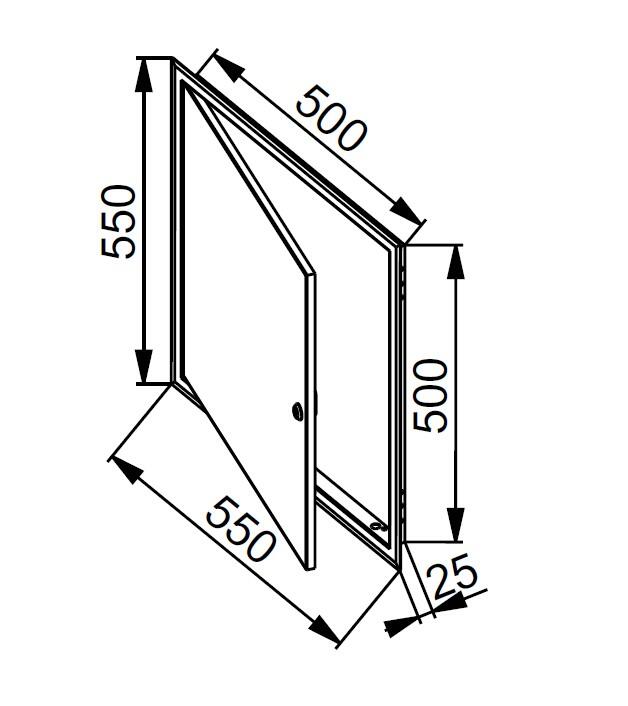 Drzwiczki rewizyjne metalowe 50x50 DM102Z zamek - 2