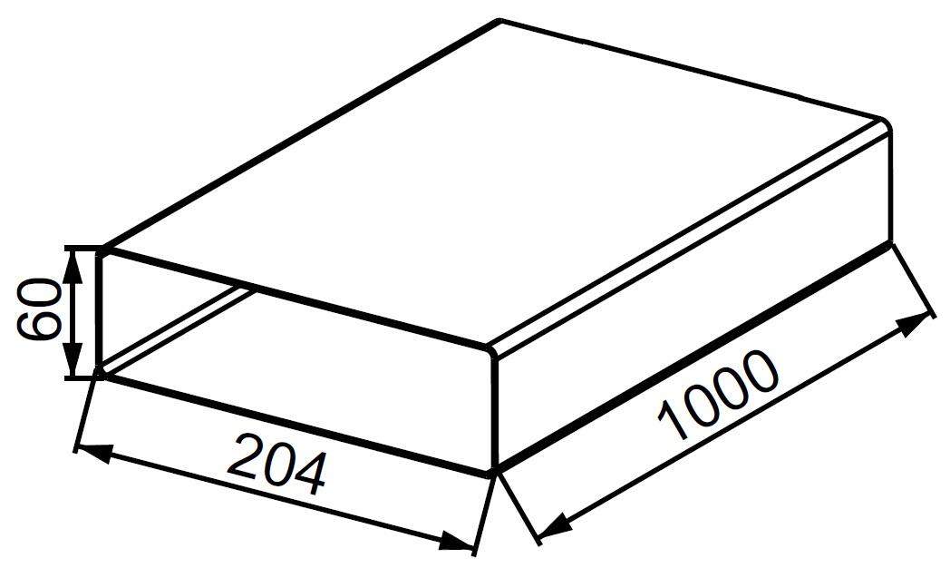 Kanał wentylacyjny płaski 60x204 1,0mb KP204-10 - 2