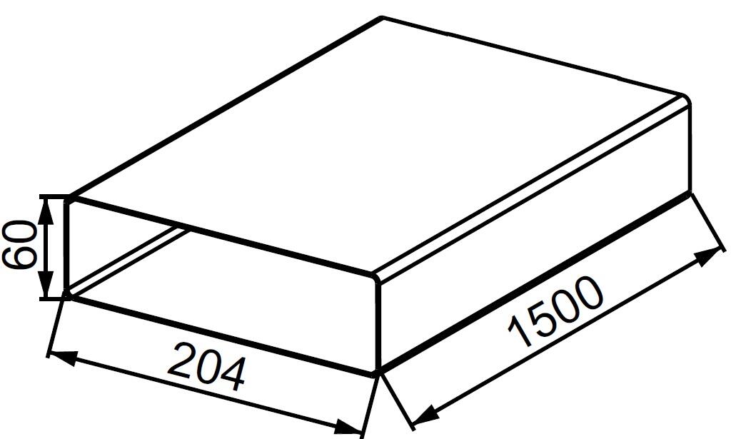 Kanał wentylacyjny płaski 60x204 1,5mb KP204-15 - 2