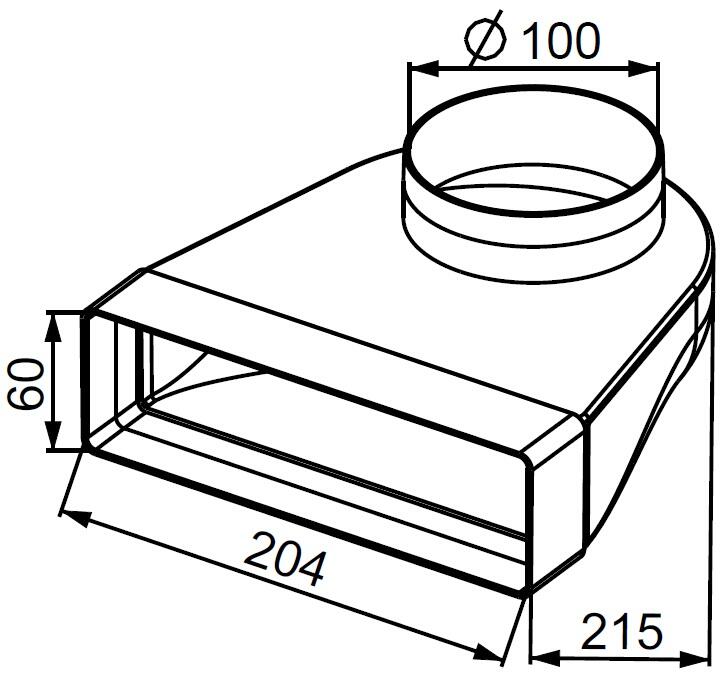 Kolano łącznikowe 60x204/fi 100 KP204-23/100 - 3