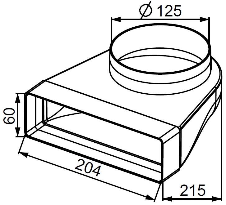 Kolano łącznikowe 60x204/fi 125 KP204-23/125 - 2