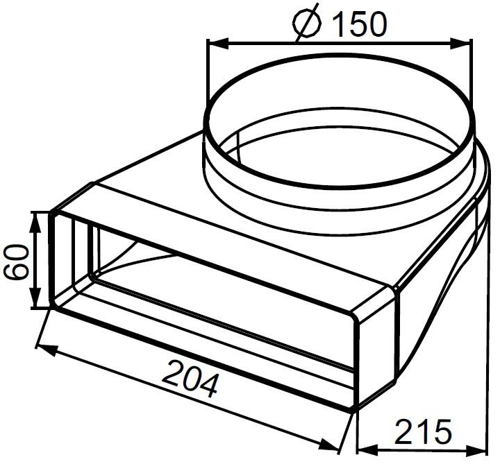 Kolano łącznikowe 60x204/fi 150 KP204-23/150 - 2