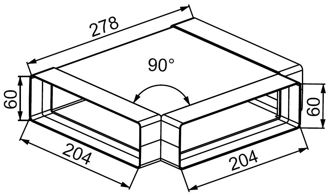 Trójnik poziomy płaski 60x204 KP204-26 - 2