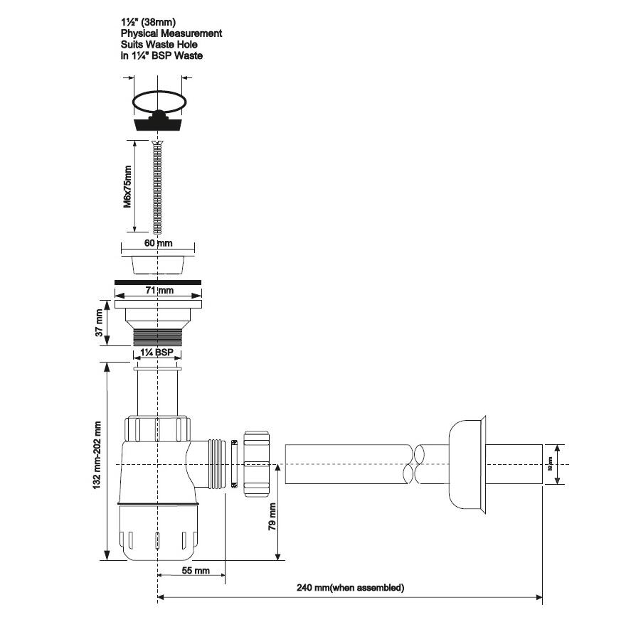 Syfon umywalkowy butelkowy niski 32 mm - 2