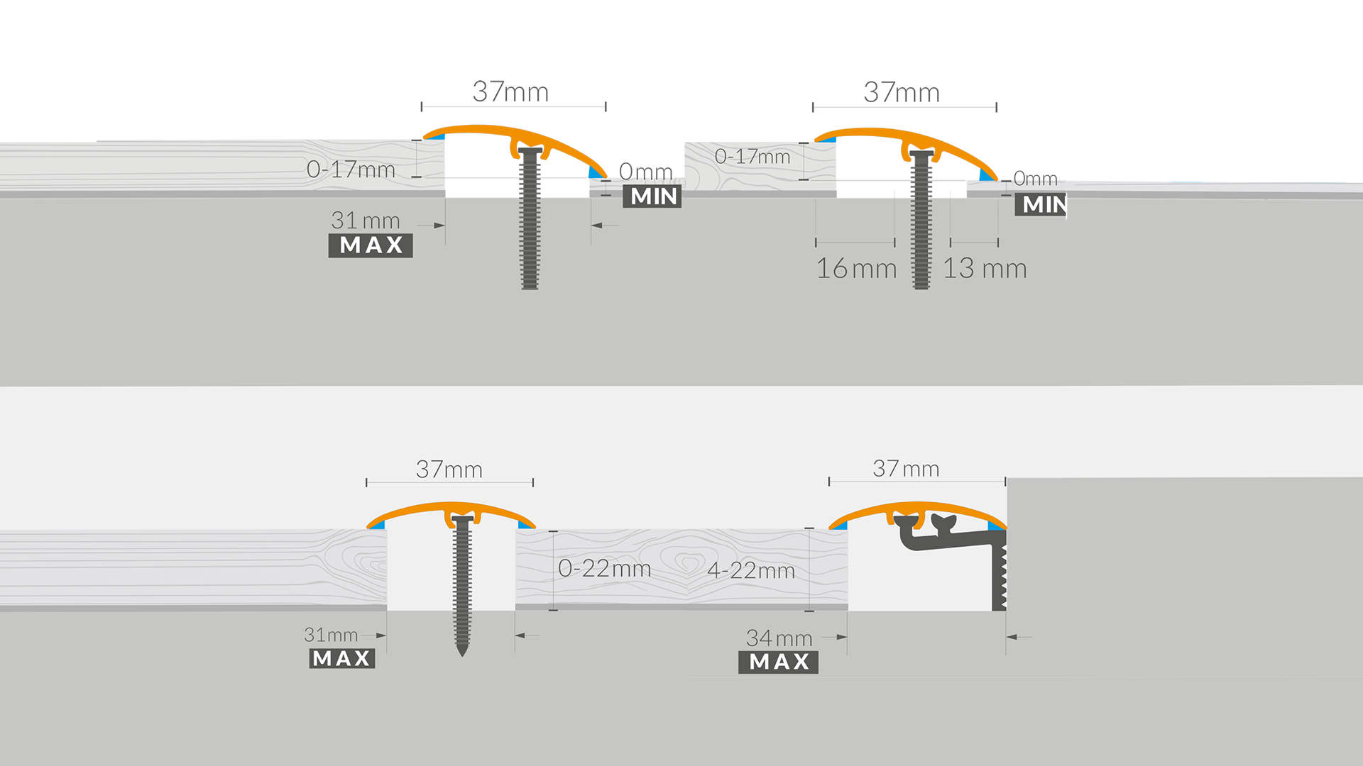 Profil uniwersalny CS1 A1 930x37mm Srebrny - 2