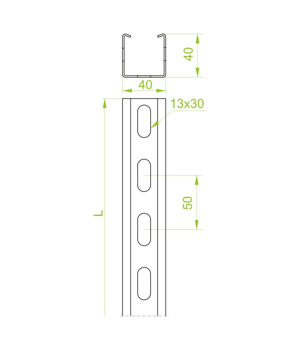 Ceownik wzmocniony CWC 40x40x40mm grubość 2mm 2m - 2