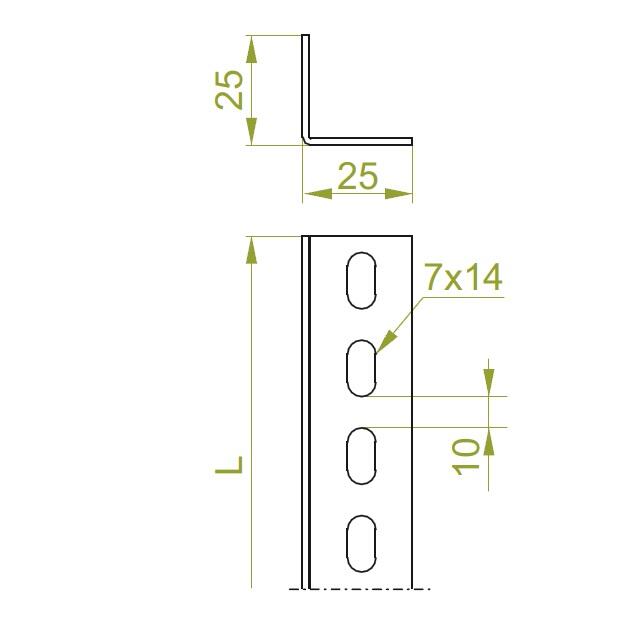 Kątownik KTD 25x25mm grubość 1,2mm 2m - 2