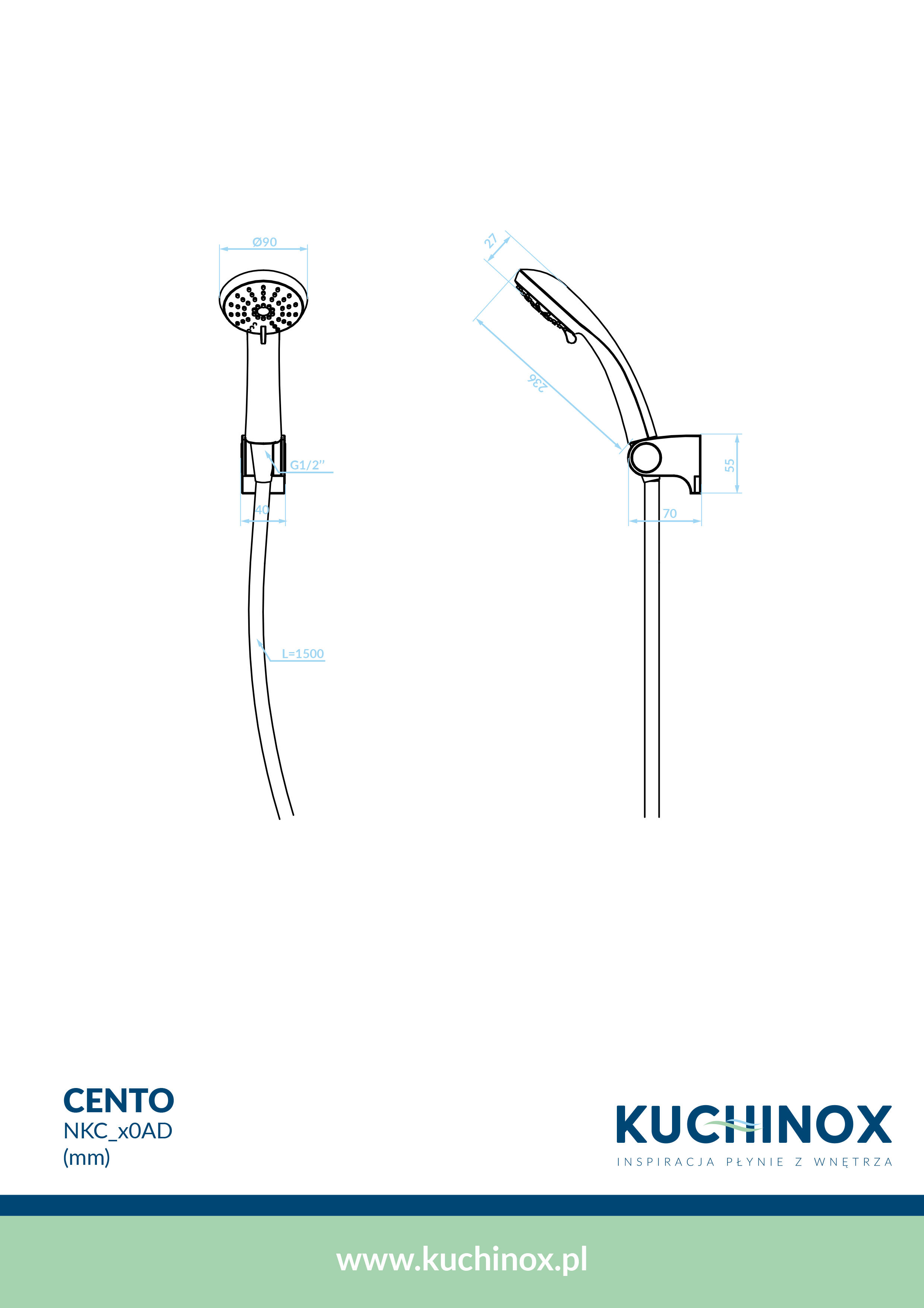 Zestaw prysznicowy punktowy Kuchinox Cento czarny - 2