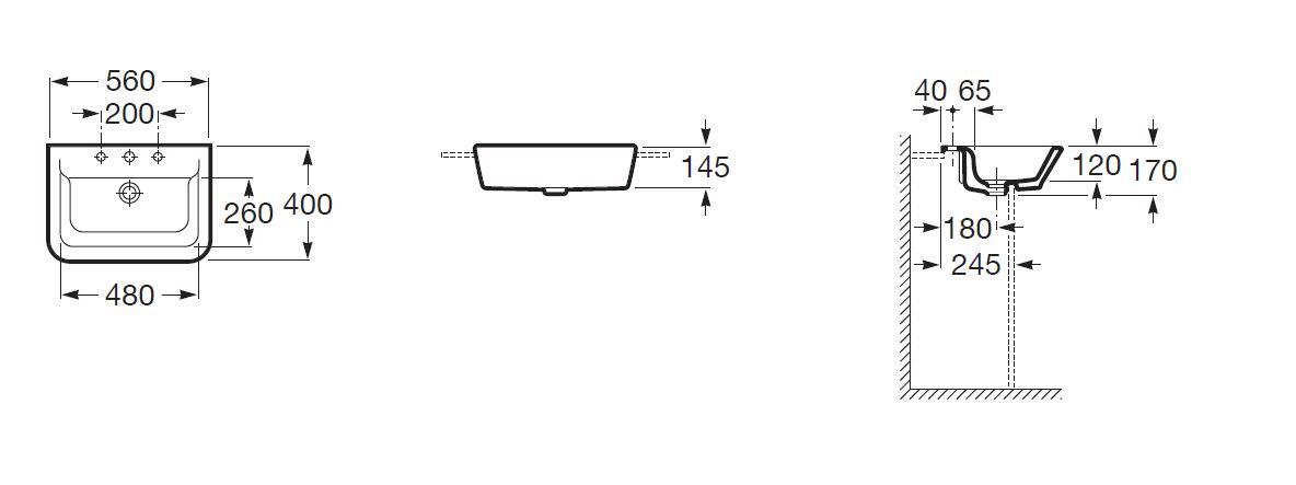 Umywalka nablatowa Roca Gap 40 cm A32747S000 - 2