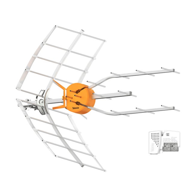 Antena TDT inteligente TELEVES  A6 5G preparada para DVB-T2 y UHD + fuente alimentación 12V