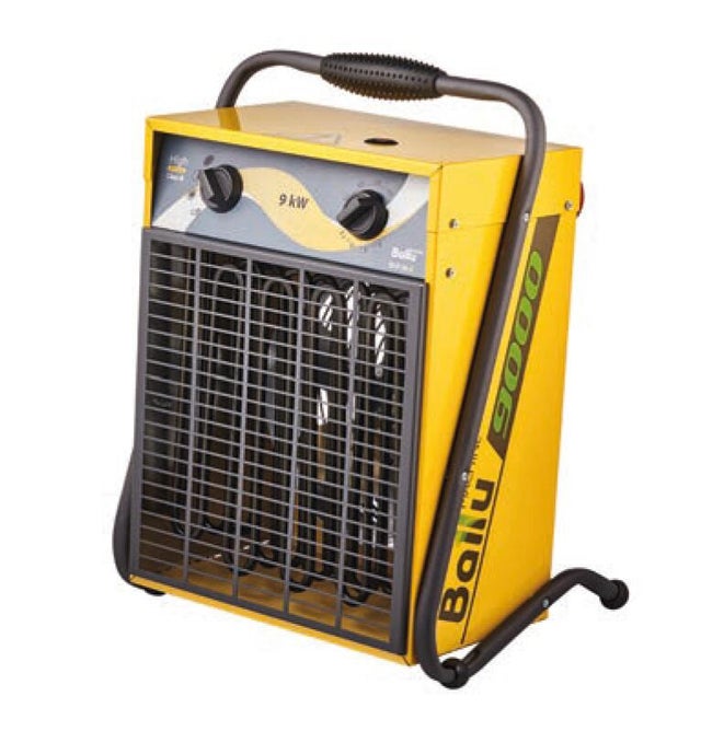Calentador de soplado eléctrico industrial BRITEC de 1500W color amarillo para una superficie de más de 25 m² 
