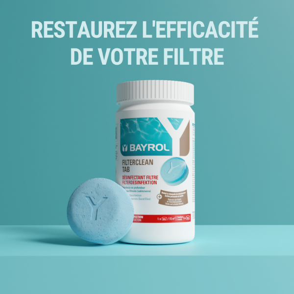 Désinfection filtre à sable BAYROL Filterclean Tab, galet 200 g, 1 kg - 4