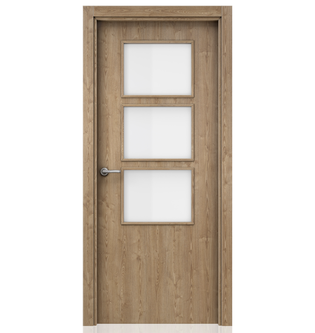 PUERTA ABATIBLE EN BLOCK VINILO CASTAÑO 80,5CM DERECHA