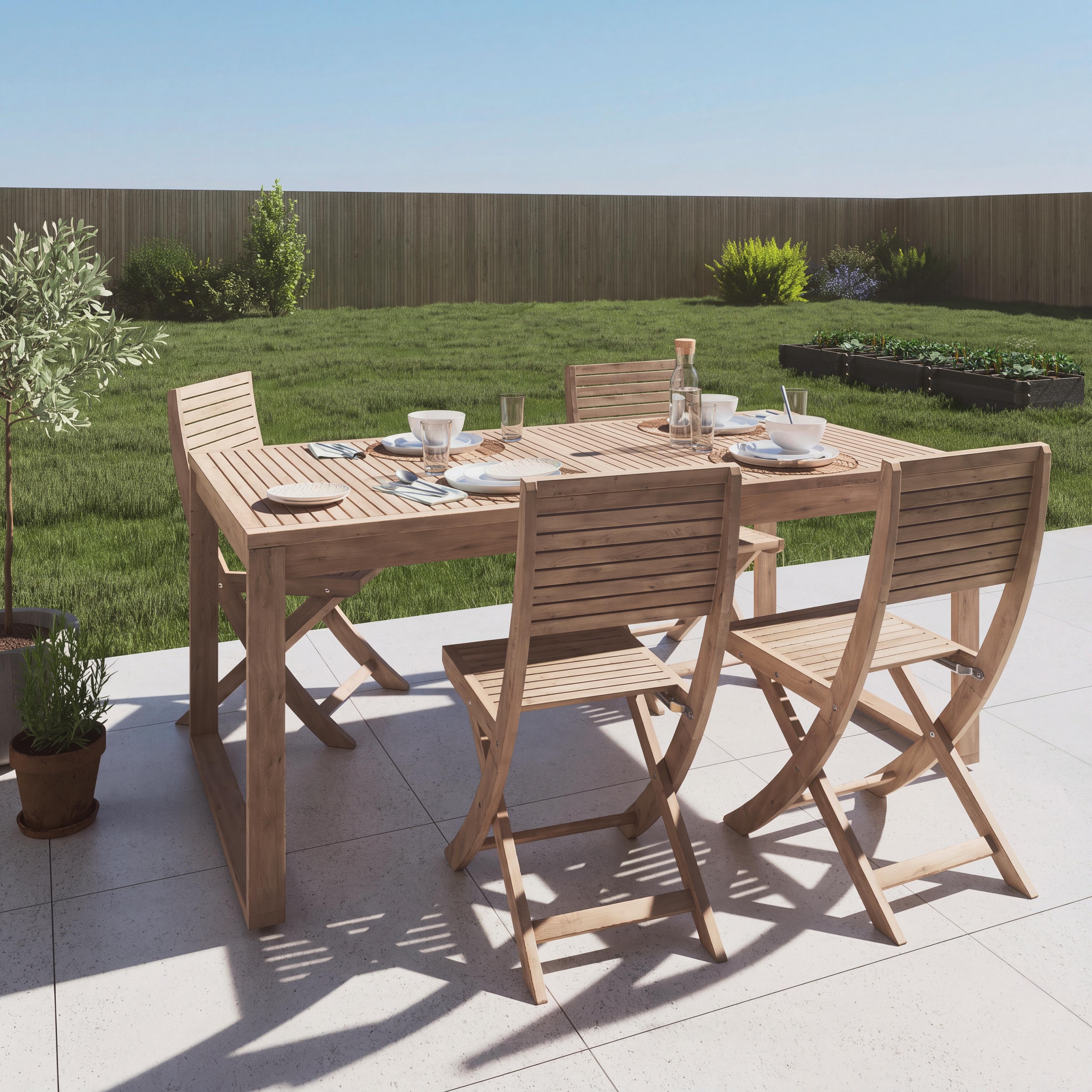 Tavolo allungabile da esterno rettangolare in acacia naturale 8 posti L da 180 a 240x90cm, Solaris NATERIAL - 2