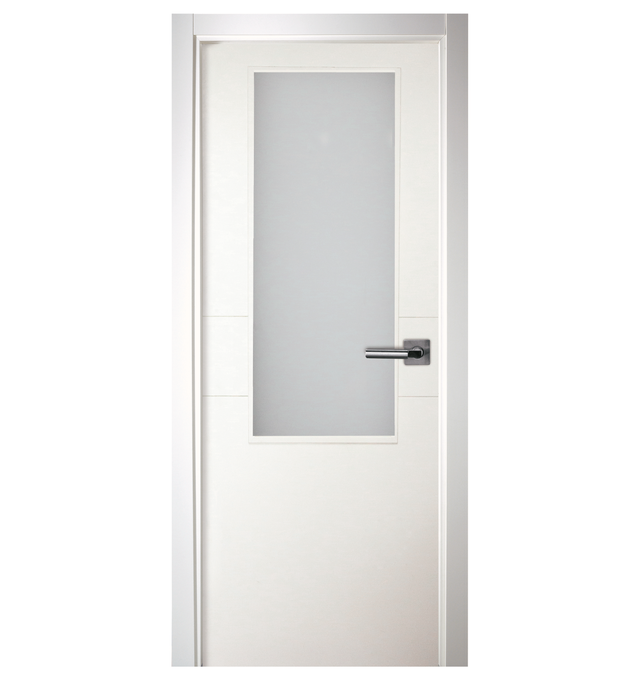 PUERTA  INTERIOR EN BLOCK VT2 LACADA BLANCA PARA ACRISTALAR 72,5CM  DERECHA