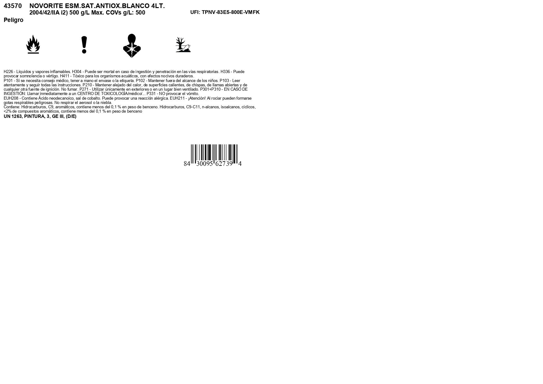 ESMALTE SINTÉTICO ANTIOXIDANTE SATINADO NOVORITE 4L BLANCO - 4