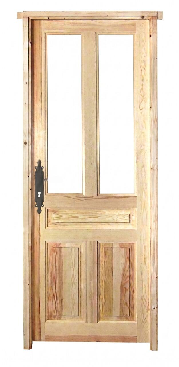 PUERTA INTERIOR EN BLOCK 5 PAÑOS PINO PARA ACRISTALAR 82,5 CM DERECHA - 2