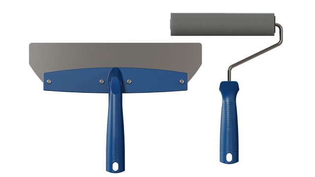 Zestaw narzędzi Toupret System: wałek 18 cm do gładzi, paca ze stali nierdzewnej 29 cm