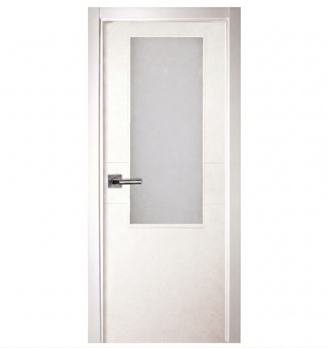 PUERTA  INTERIOR EN BLOCK VT2 LACADA BLANCA PARA ACRISTALAR 72,5CM  DERECHA