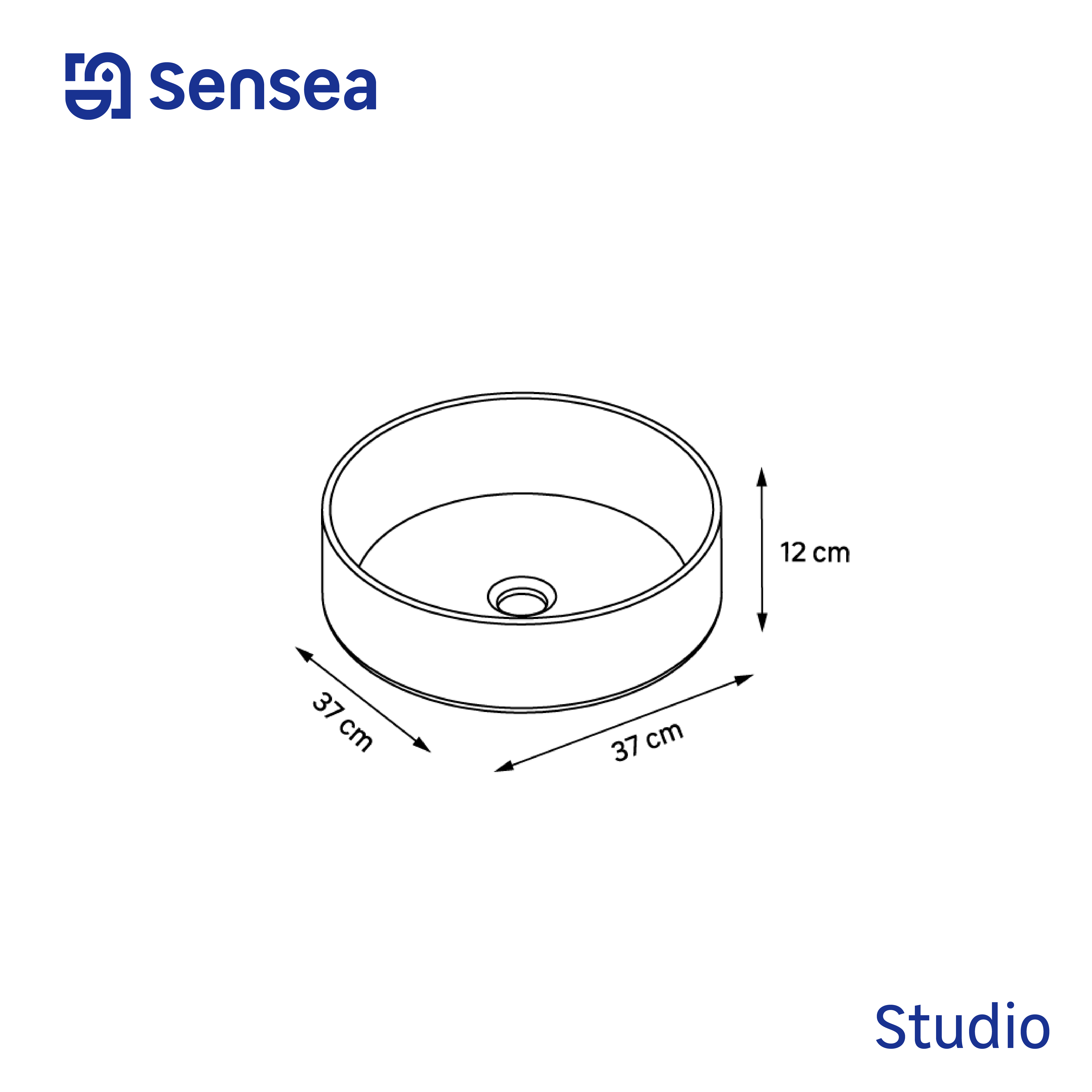Lavabo da appoggio Studio SENSEA tondo in ceramica bianco lucido piletta non inclusa - 20