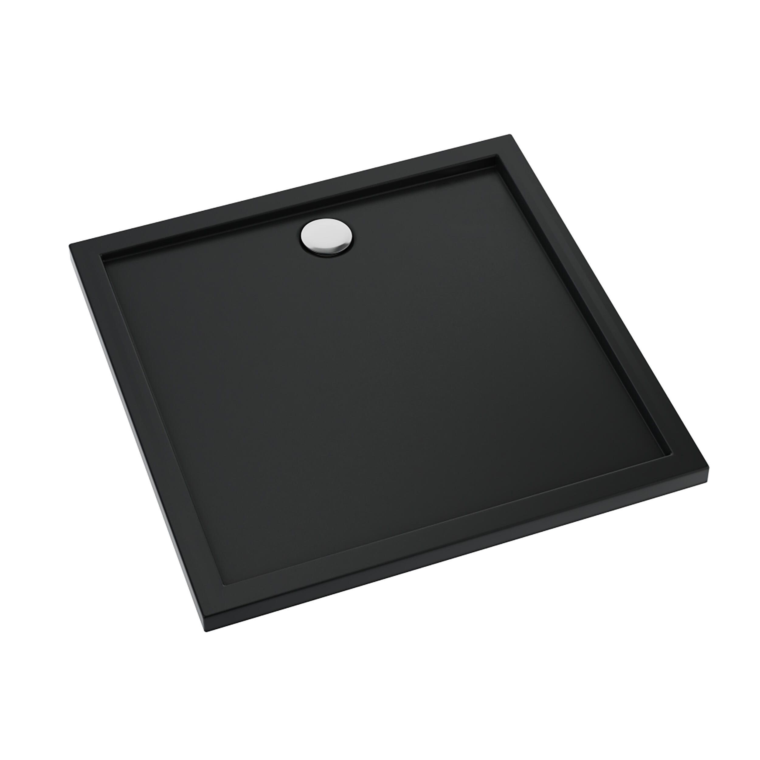Brodzik kwadratowy Schedpol Tebe 80 × 80 x 4,5 cm czarny mat