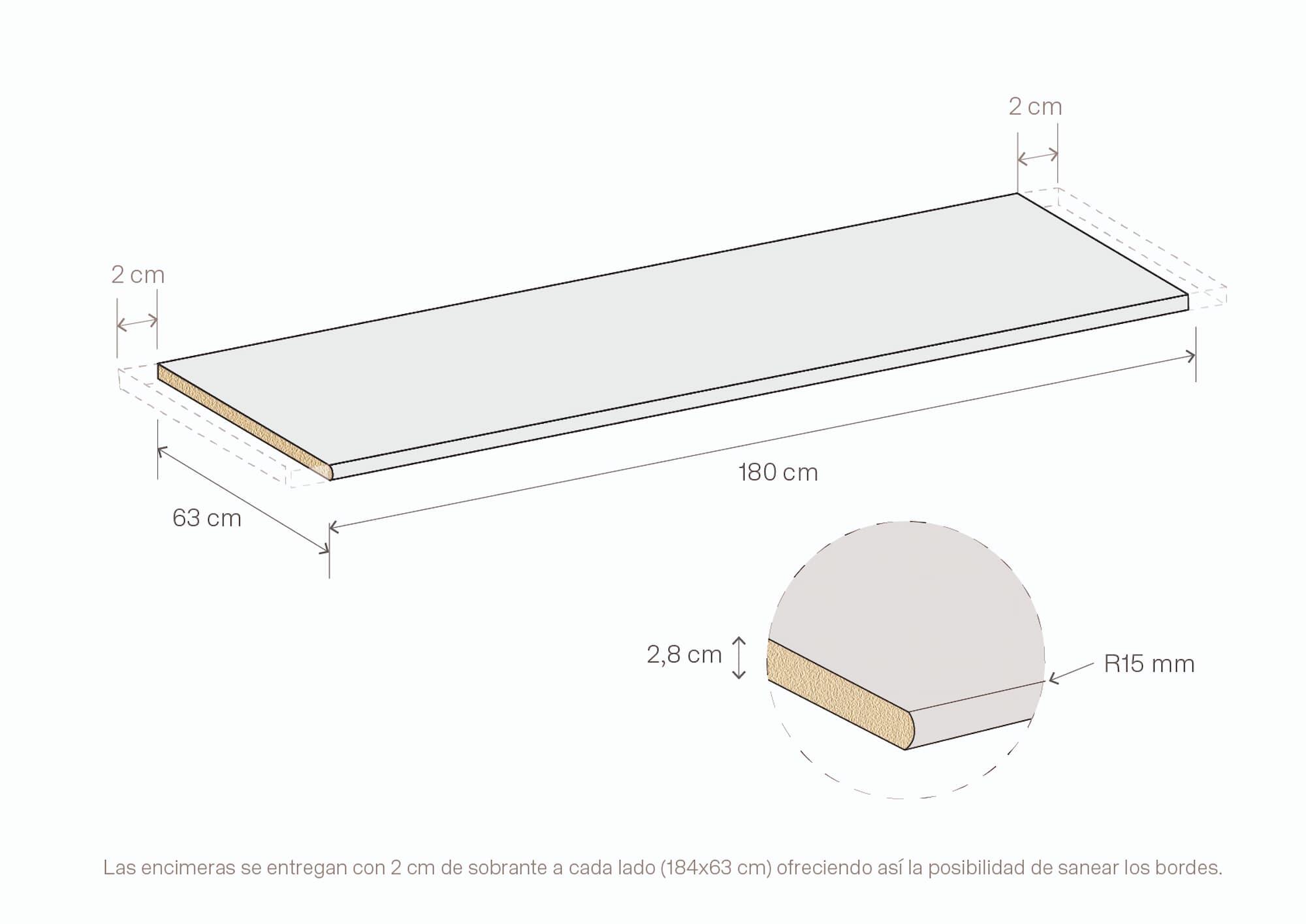 Tampo de bancada laminado liso branco mate 180x63x2,8 cm Finsa
 - 8
