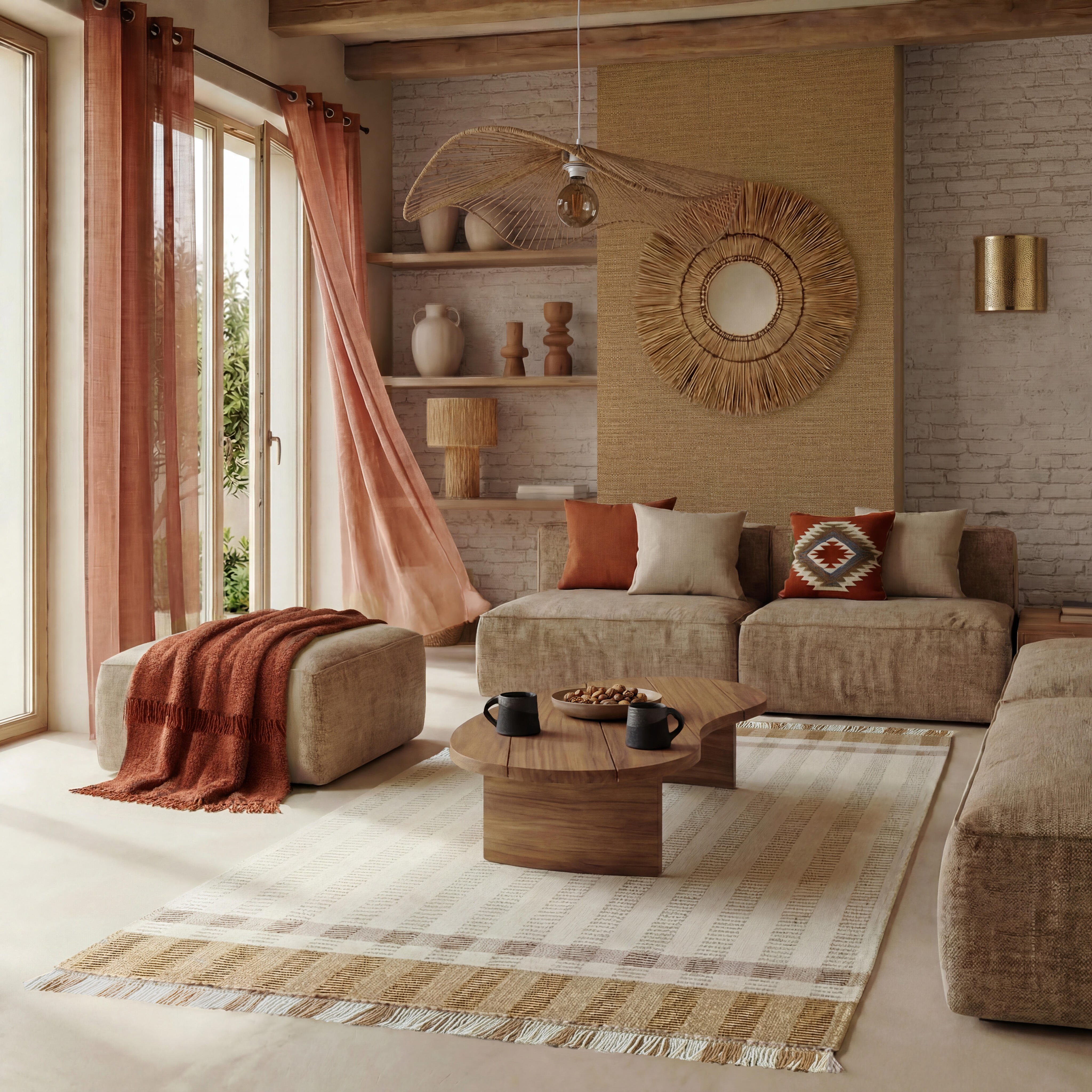 Lustro okrągłe Palia trawa natural śr. 100 cm Inspire - 2