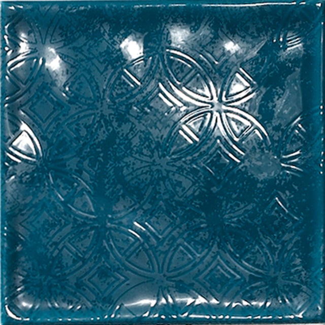 Piastrella da rivestimento interno in maiolica 15 x 15 cm smaltato blu lucido Chic Bondi decoro Sp. 7.7 mm 1 mq