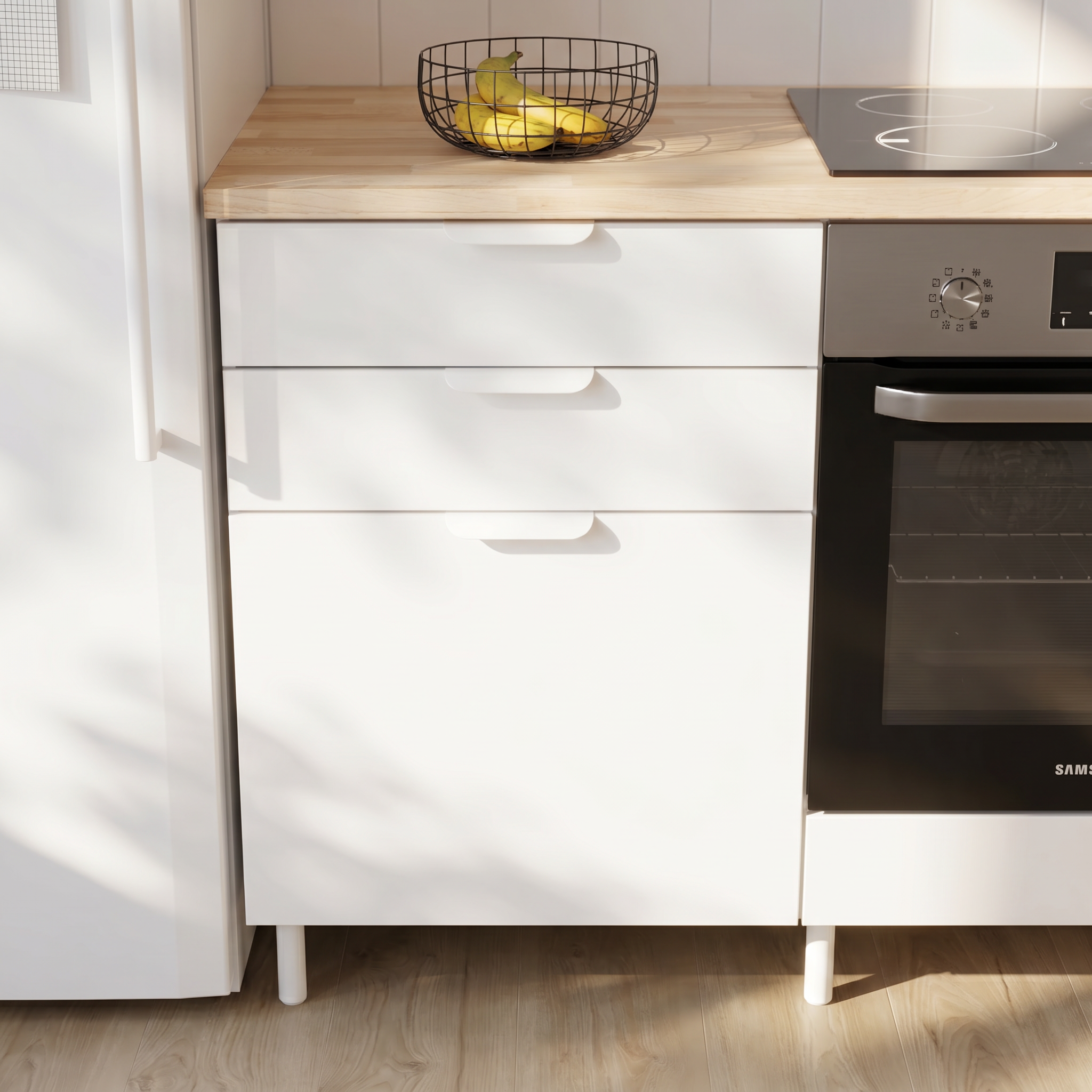 Base Eleki B60 con 3 cassetti bianco - 3