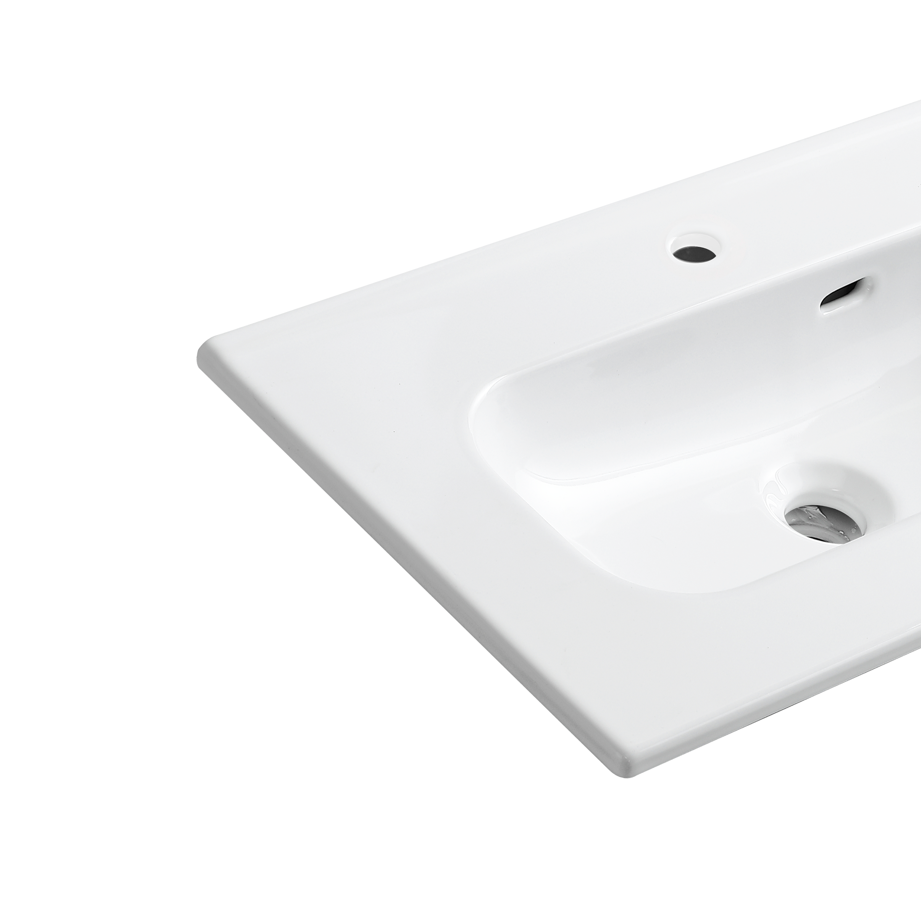 Lavabo d'appoggio rettangolare vasca centrale Maya L 61 x H 13.8 x P 36 cm in ceramica bianco - 6