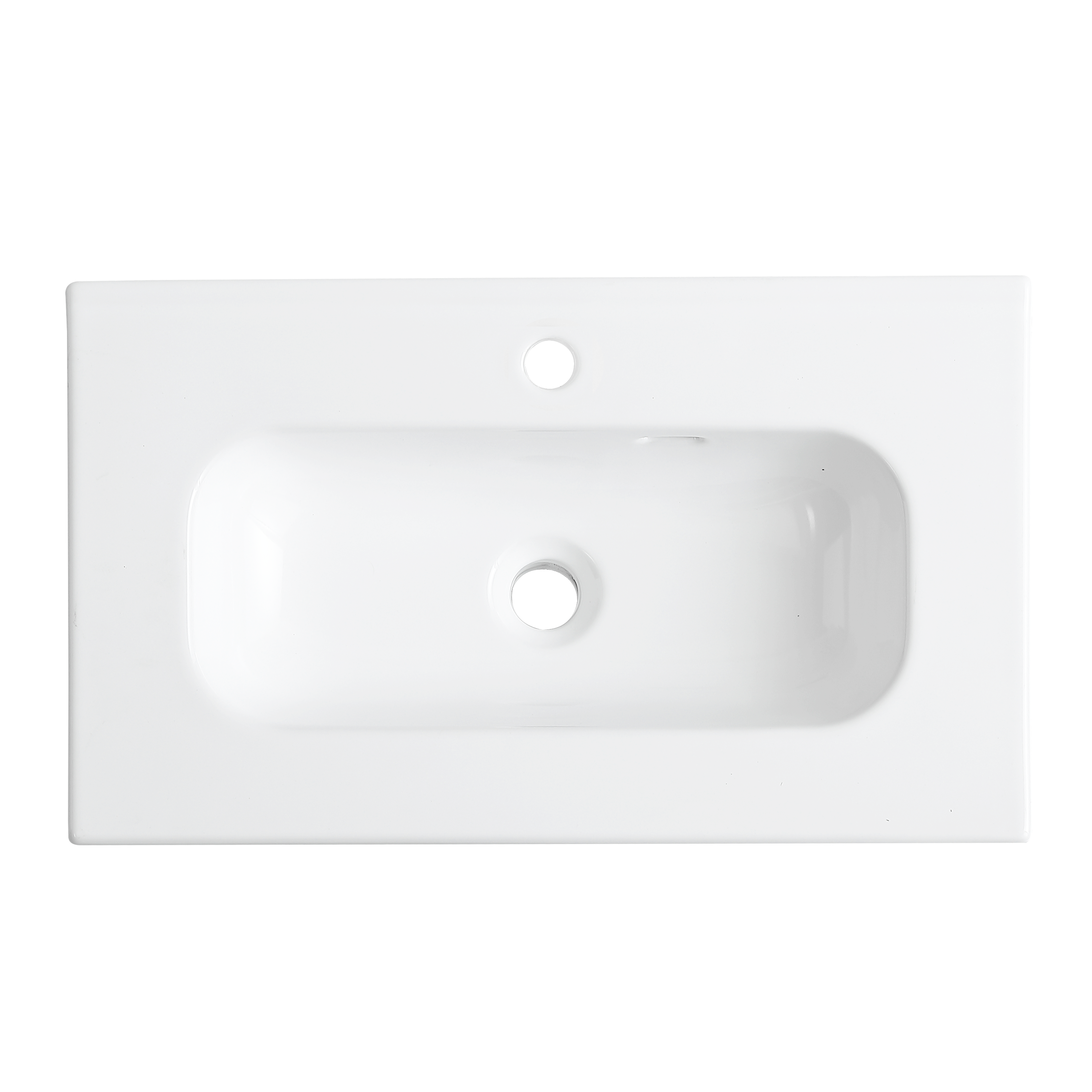 Lavabo d'appoggio rettangolare vasca centrale Maya L 61 x H 13.8 x P 36 cm in ceramica bianco - 3