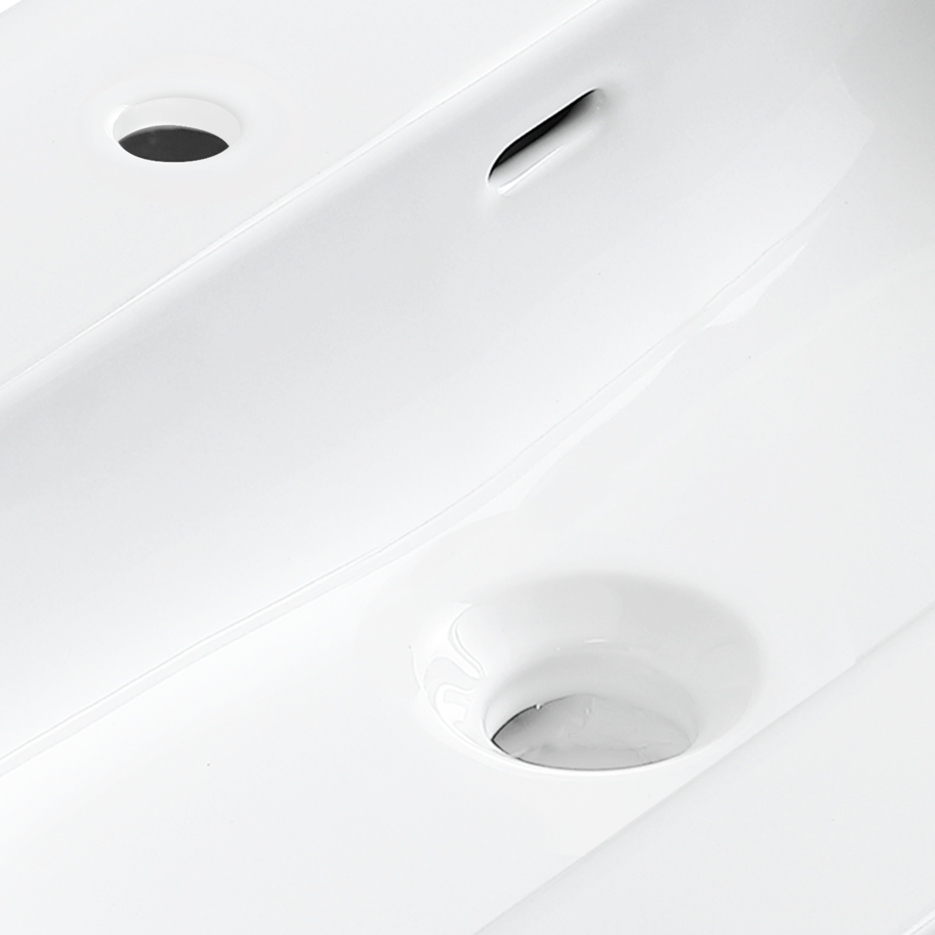 Lavabo d'appoggio rettangolare vasca centrale Maya L 61 x H 13.8 x P 36 cm in ceramica bianco - 5