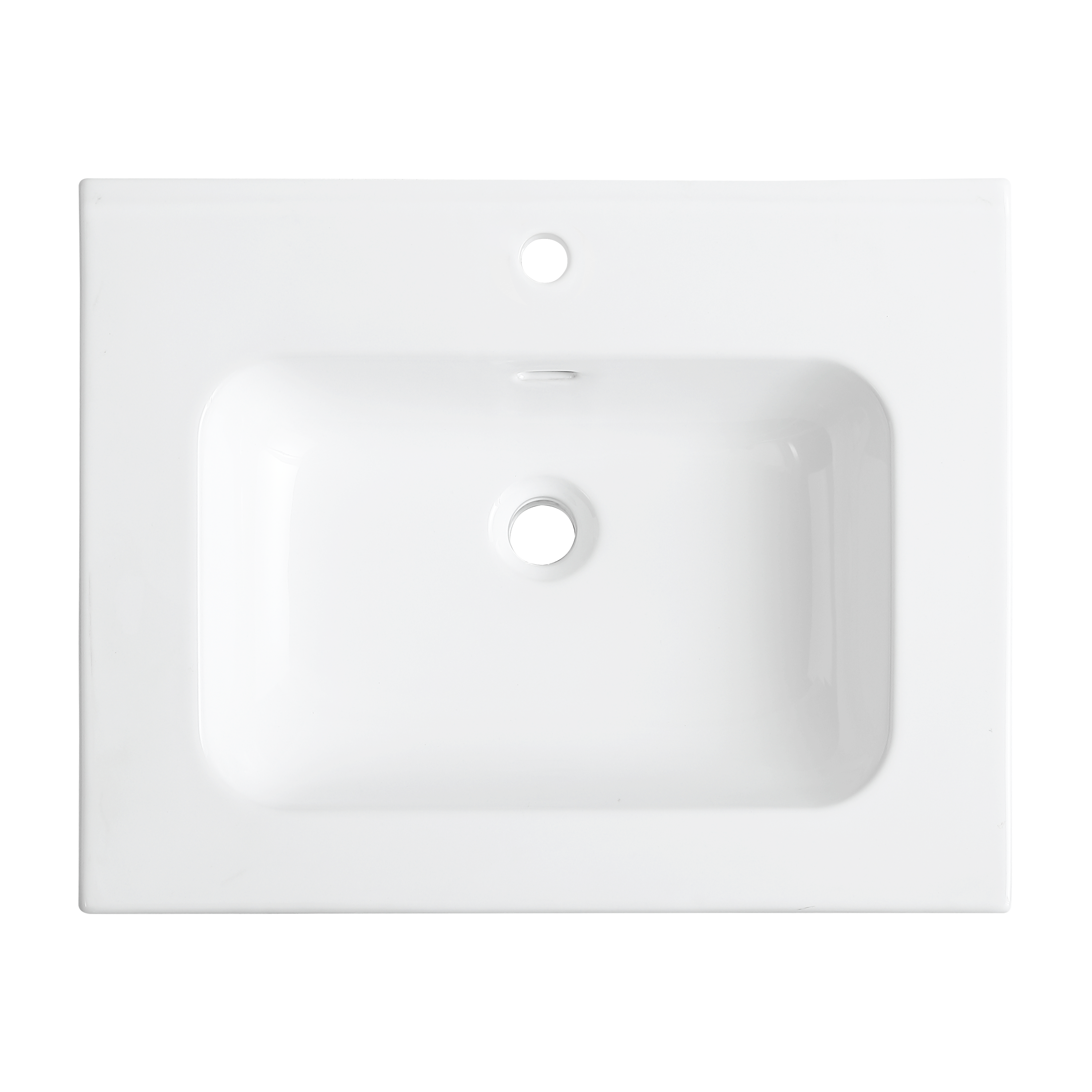 Lavabo d'appoggio rettangolare vasca centrale Maya L 61 x H 13.8 x P 49 cm in ceramica bianco - 4