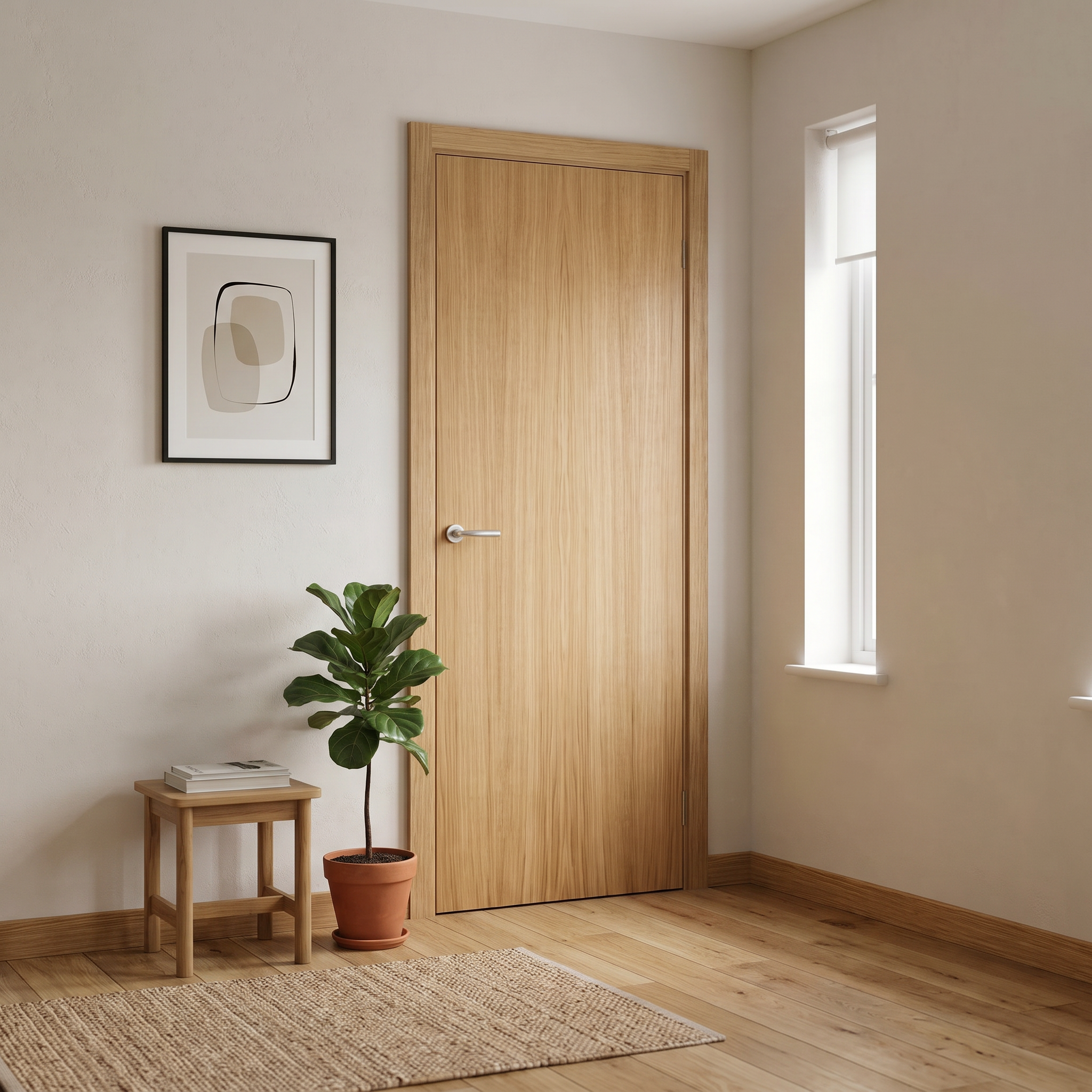 PUERTA INTERIOR EN BLOCK MELAMINA ROBLE P CIEGA 82.5CM DERECHA - 2